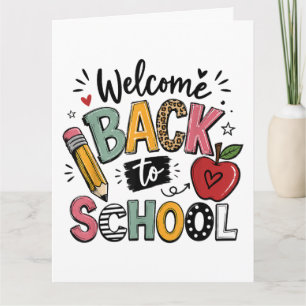 Tarjeta Bienvenido de nuevo a la escuela maestro estudiant