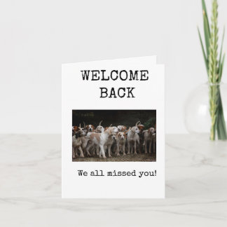 Tarjeta Bienvenido de nuevo, todos te extrañamos, tema de 