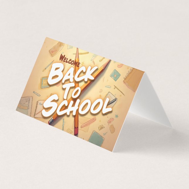 Tarjeta Bienvenido de vuelta a la escuela - Diseño de lápi (Anverso)