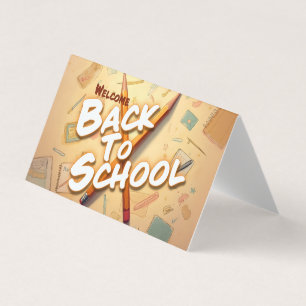 Tarjeta Bienvenido de vuelta a la escuela - Diseño de lápi