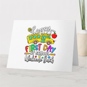 Tarjeta Bienvenido De Vuelta A La Escuela Feliz Primer Día