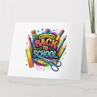 Tarjeta Bienvenido de vuelta a la escuela, primer día de c