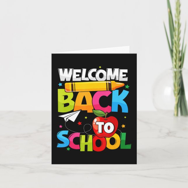 Tarjeta Bienvenido de vuelta a la escuela, primer día de c (Anverso)