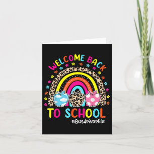 Tarjeta Bienvenido de vuelta a la escuela Rainbow Apple Bu