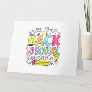 Tarjeta Bienvenido de vuelta al colegio Feliz primer día d