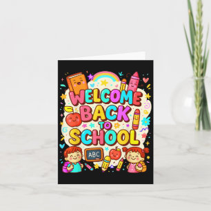 Tarjeta Bienvenido de vuelta al divertido diseño escolar p