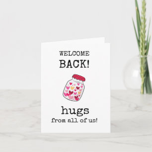 Tarjeta Bienvenido de vuelta, trabajo, escuela, equipo, tr