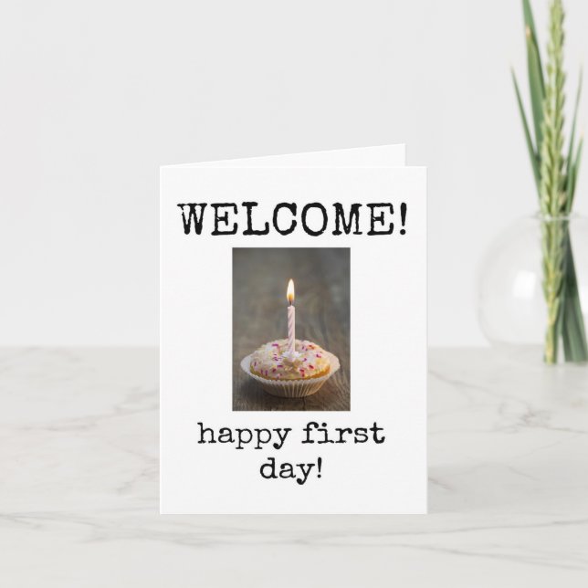 Tarjeta Bienvenido nuevo empleado, primer día de trabajo (Anverso)