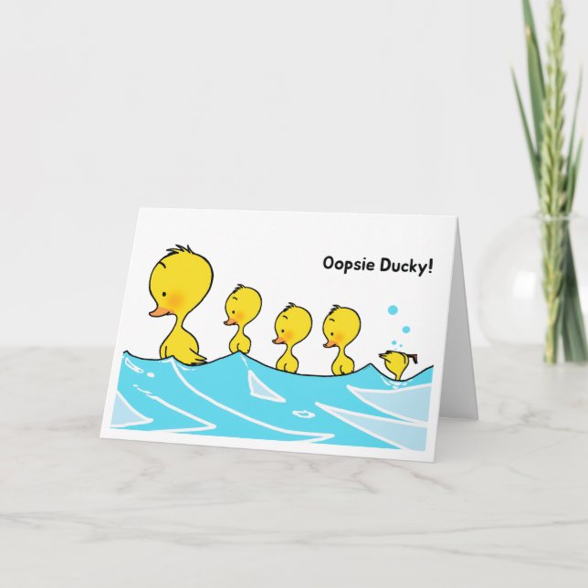 Tarjeta Bienvenido Pequeño - Oopsie Ducky (Anverso)