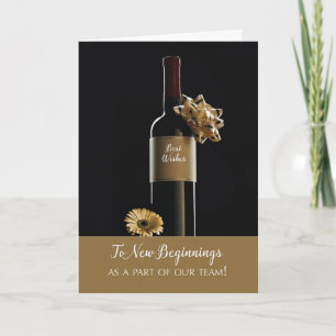 Tarjeta Bienvenidos a bordo con el equipo Wine Bottle