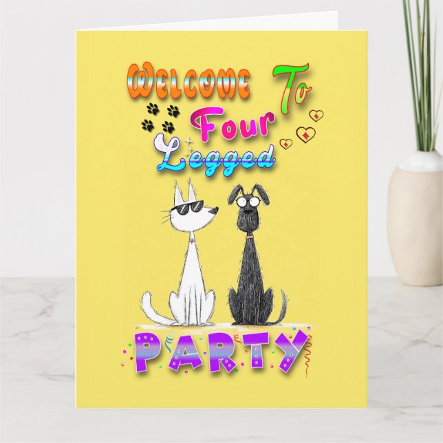 Tarjeta Bienvenidos a Four Legged Party (Anverso)