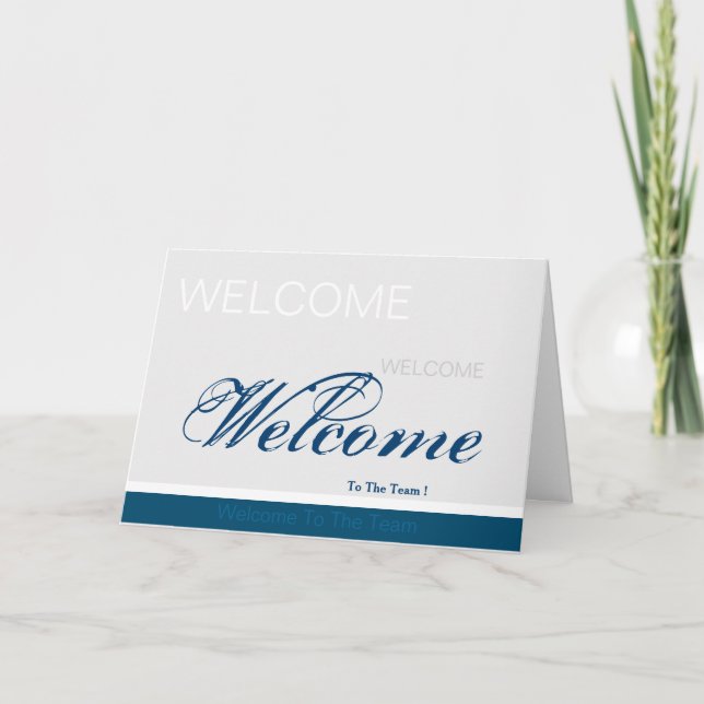 Tarjeta Bienvenidos A La Insignia Azul Gris Del Equipo (Anverso)