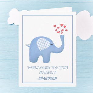 Tarjeta Bienvenidos a la Nieta de la Familia, Baby Elephan