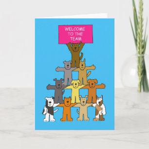 Tarjeta Bienvenidos a los perros Cute Team