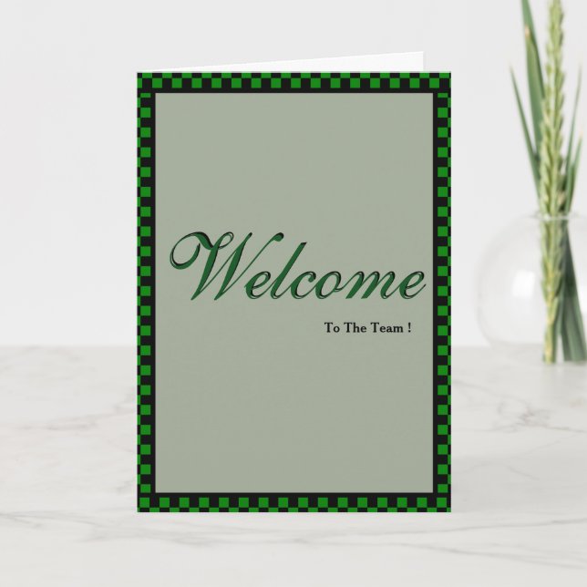 Tarjeta Bienvenidos al equipo al borde negro y verde (Anverso)