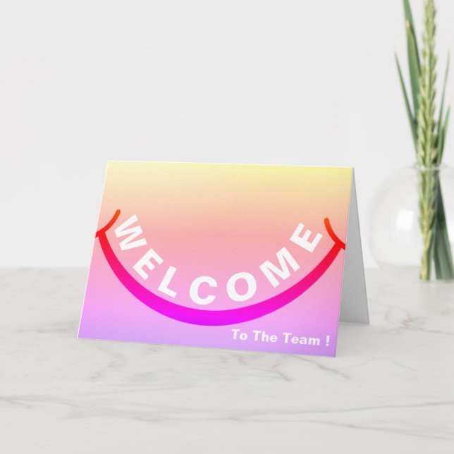 Tarjeta Bienvenidos al equipo con gran sonrisa (Anverso)