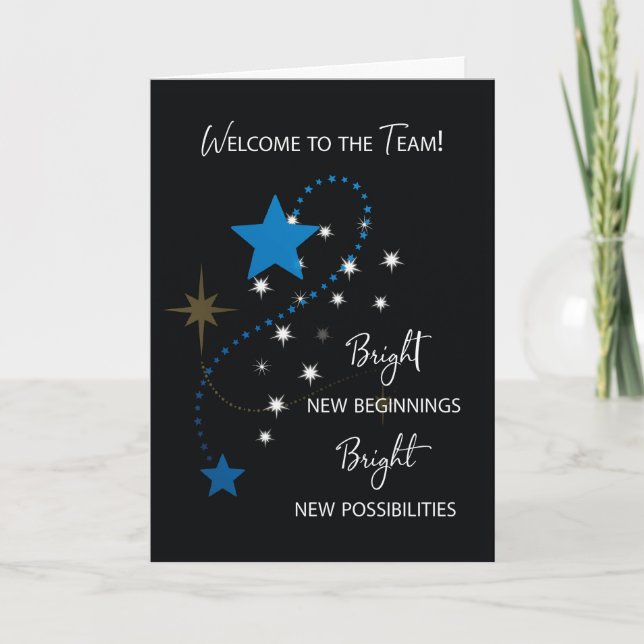 Tarjeta Bienvenidos al equipo Estrellas azules y blancas e (Anverso)