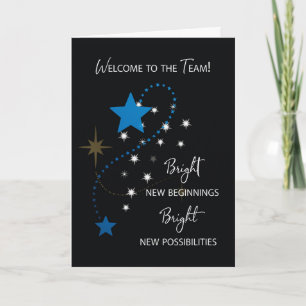 Tarjeta Bienvenidos al equipo Estrellas azules y blancas e