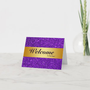 Tarjeta Bienvenidos Al Equipo Purple Minimal Gold Bladge