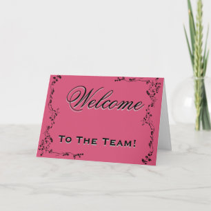 Tarjeta Bienvenidos Al Equipo Swirl Floral Black & Pink