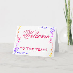 Tarjeta Bienvenidos Al Equipo Swirl Floral Black & White