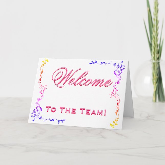 Tarjeta Bienvenidos Al Equipo Swirl Floral Black & White (Anverso)