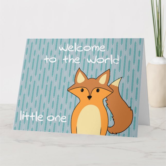 Tarjeta Bienvenidos al mundo - Pequeño Fox (Anverso)