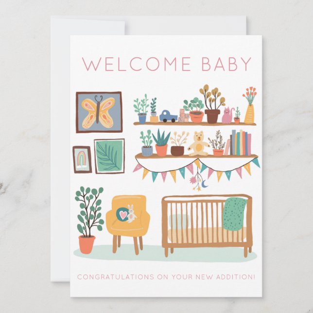 Tarjeta BIENVENIDOS BABY Cute Nursery Género Congresos Neu (Anverso)