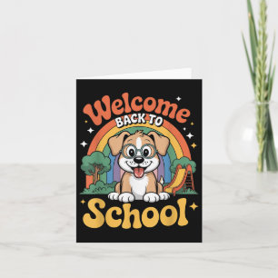 Tarjeta Bienvenidos De Nuevo A La Escuela Cute Perro Niños