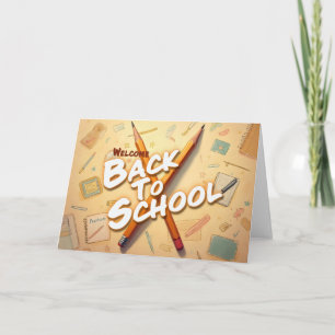 Tarjeta Bienvenidos de nuevo a la escuela – Diseño de arte