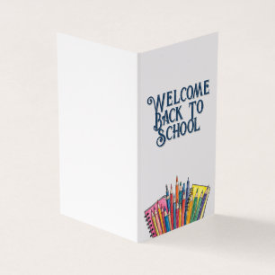 Tarjeta Bienvenidos de nuevo al colegio – Inicio colorido