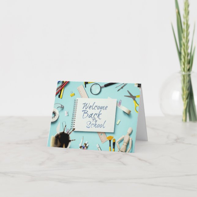 Tarjeta Bienvenidos de vuelta a la escuela - Estilo creati (Anverso)