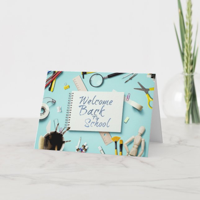 Tarjeta Bienvenidos de vuelta a la escuela - Estilo creati (Anverso)