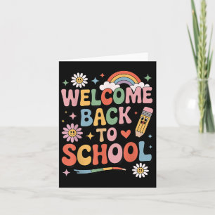 Tarjeta Bienvenidos de vuelta a la escuela niños maestros 
