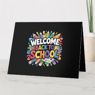 Tarjeta Bienvenidos de vuelta a la escuela primer día de e