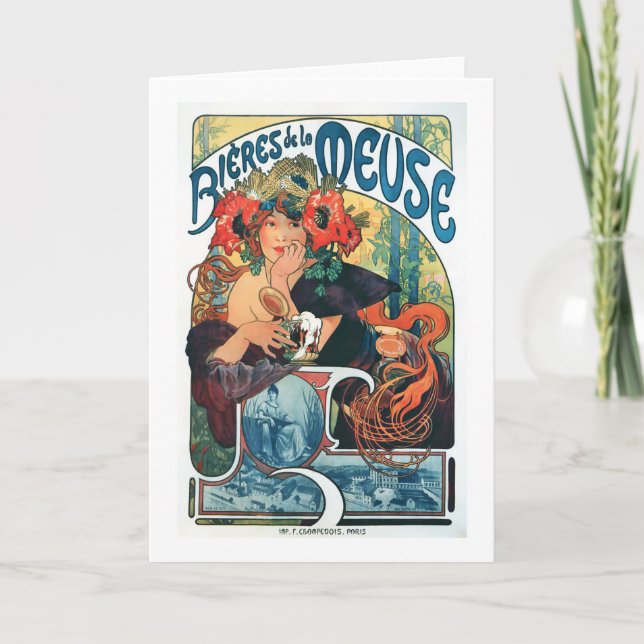 Tarjeta Bieres de la Meuse, Mucha (Anverso)
