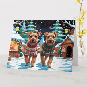 Tarjeta Biewer Terrier Perros Navidades Vacaciones de Niev