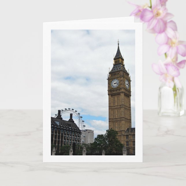 Tarjeta Big Ben y el Ojo de Londres, Inglaterra (Orquídea)