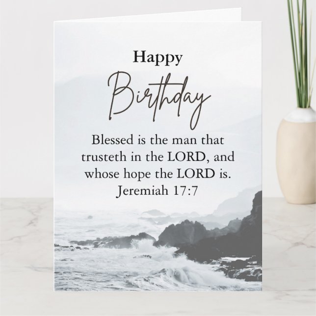 Tarjeta Big Birday Dad Serene Ocean Scriptural Textos (Anverso)