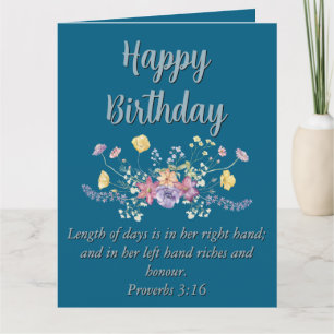 Tarjeta Big Birday Mom Blue Floral Scriptural Textos