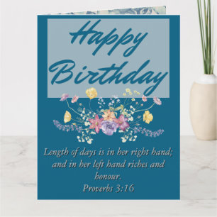 Tarjeta Big Birday Mom Blue Floral Scriptural Textos