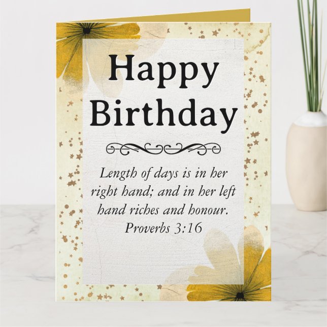 Tarjeta Big Birthday Mom Yellow Flowne Textos escriturales (Anverso)
