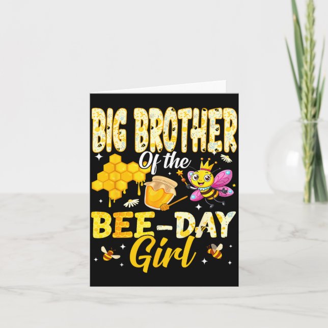 Tarjeta Big Brother Of The Bee Day Girl Birthday Family Ma (Anverso)