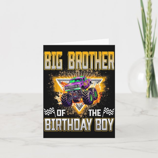 Tarjeta Big Brother Of The Birthday Boy Monster Truck Birt (Anverso)