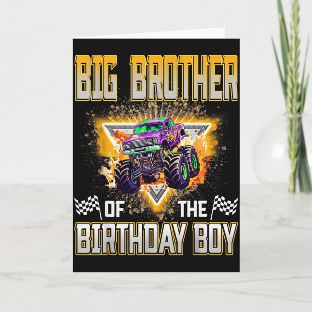 Tarjeta Big Brother Of The Birthday Boy Monster Truck Birt (Anverso)