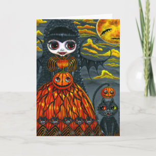 Tarjeta Big Eye Halloween Bat Fairy & Black Cat Cut