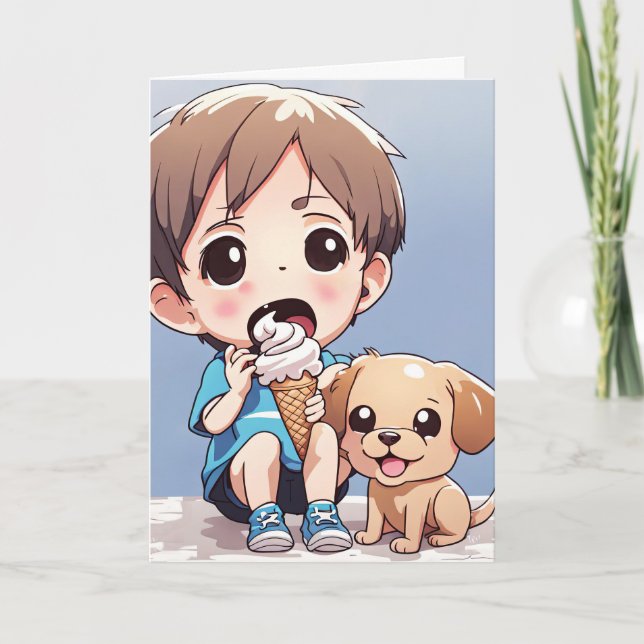 Tarjeta Big Eyes Little Boy Birday (Anverso)