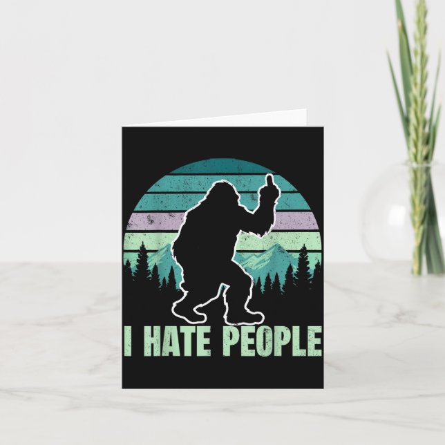 Tarjeta Big Foot I Hate People Middle Finger Sasquatch Ret (Anverso)