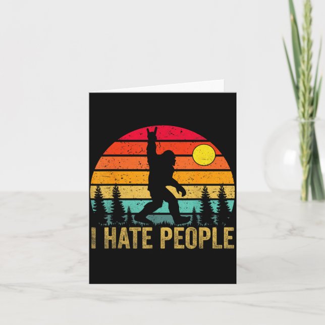 Tarjeta Big Foot Sasquatch I Hate People Funny Bigfoot Vin (Anverso)