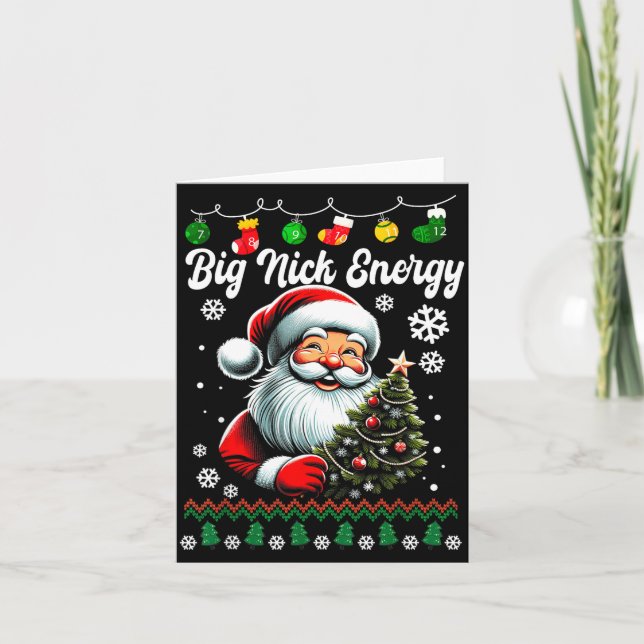 Tarjeta Big Nick Energy Santa Xmas Ugly Christmas Sweater  (Anverso)